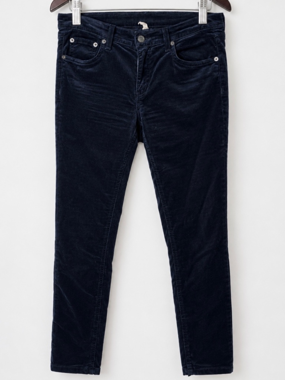 Rag & Bone Velvet Skinny Pants Size 28 Dark Navy Black Ankle Zip Made USA